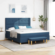 Letto a molle con materasso Blu 180 x 200 cm Tessuto