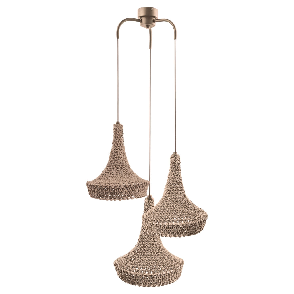 Lampada a sospensione tripla boho crema MAHAKA Shilo