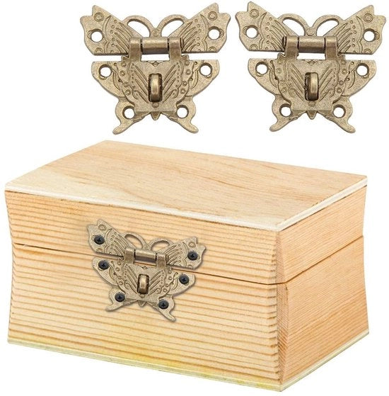 Chiusura Decorativa a Retro Stile - Chiusura Vintage - Forma Farfalla - Cerniera per Cassetti in Legno - Inclusa Viti - Facile da Installare