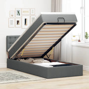 Pouf Letto con Materasso e LED Grigio Scuro 90x200 cm Tessuto