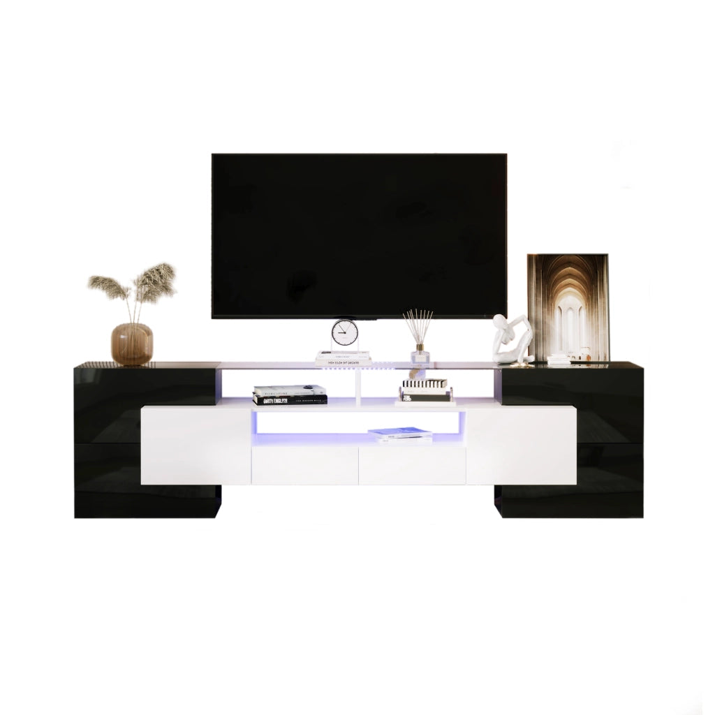 Mobile TV elegante - Zephmum - 200 cm - Bianco e nero - LED