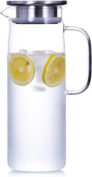 Karaf in vetro con coperchio - 1,5 L - adatto per bevande calde e fredde