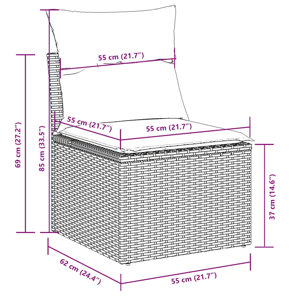Set Divano da Giardino 9pz con Cuscini Grigio Chiaro Polyrattan 3221631