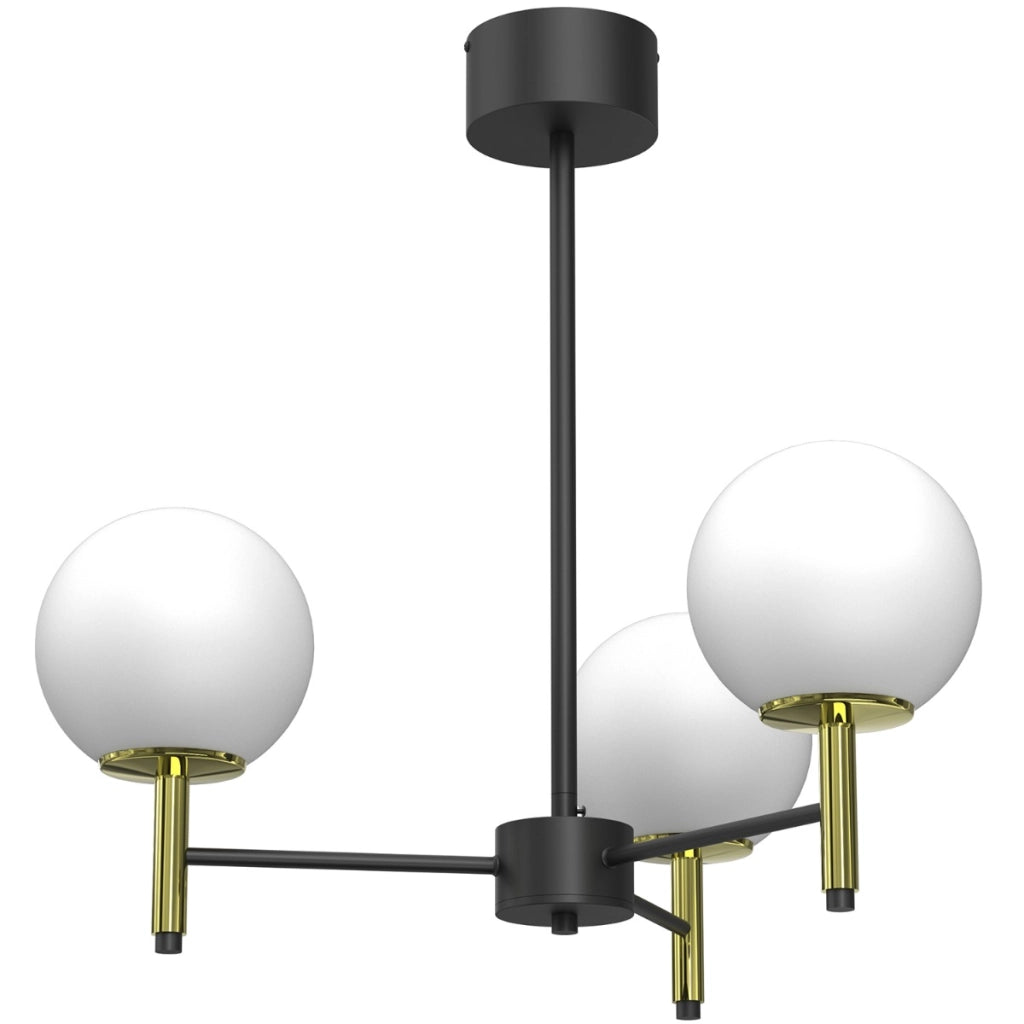 Lampada a sospensione nero/oro 3 globi Awinion E27 Luminex