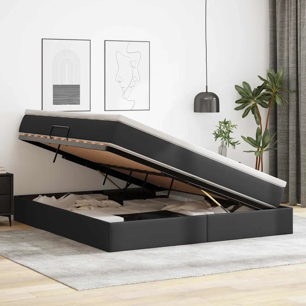 Letto con contenitore e materasso Nero 180 x 200 cm 3370174
