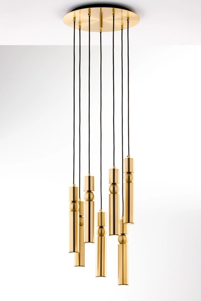 Lampada sospesa moderna tonda Ø37 oro 7xGU10 ALAS Jupiter
