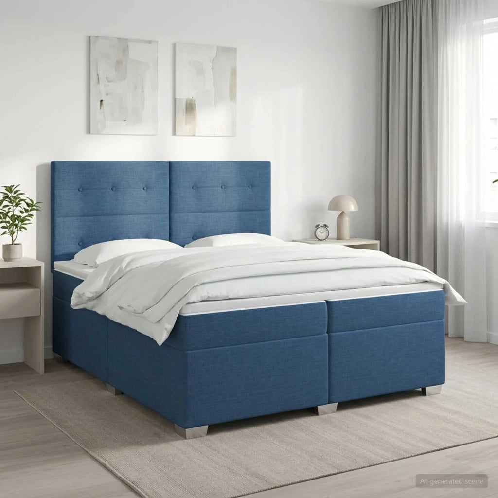 Letto box spring con materasso Blu 200 x 200 cm Tessuto 3453492