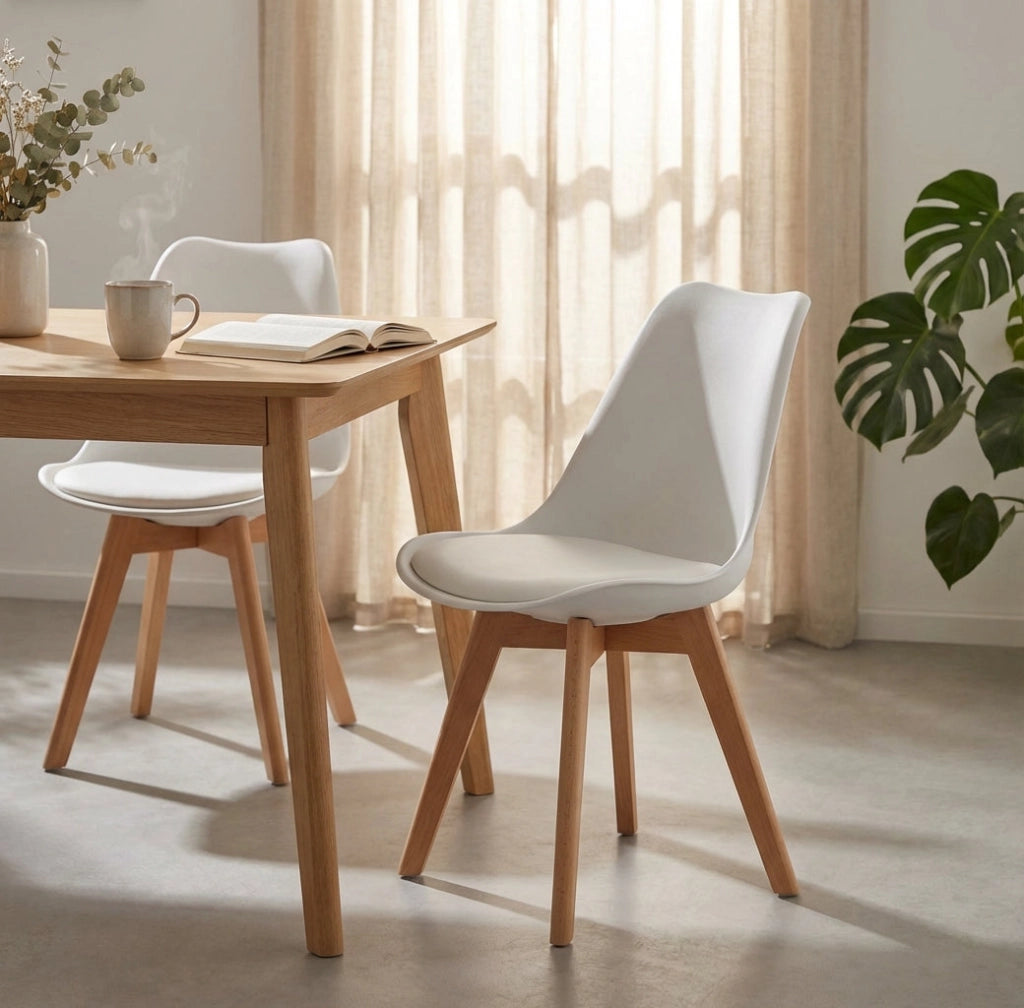 Sedia Svandinava con seduta Imbottita in Plastica Legno cm 49x54x83 - LISA