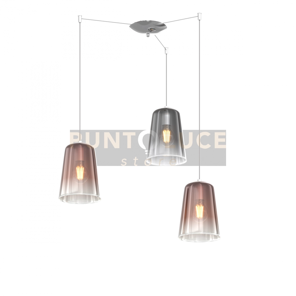 SOSPENSIONE CROMO SPOSTABILE 3 LUCI (2 RA + 1 CR) 1164CR-S3 S-RC