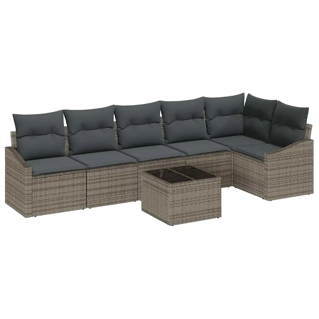 Set di divani con cuscino 7 pcs Grigio polyrattan