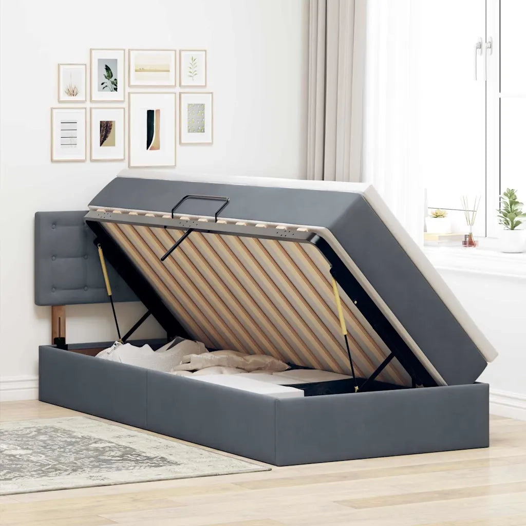 Letto con Contenitore Grigio scuro 90 x 200 cm Velluto