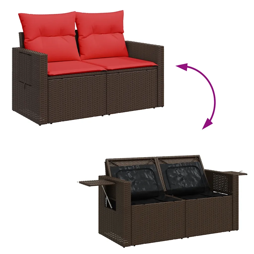 Set Divano da Giardino 6 pz con Cuscini Marrone in Polyrattan 3325480