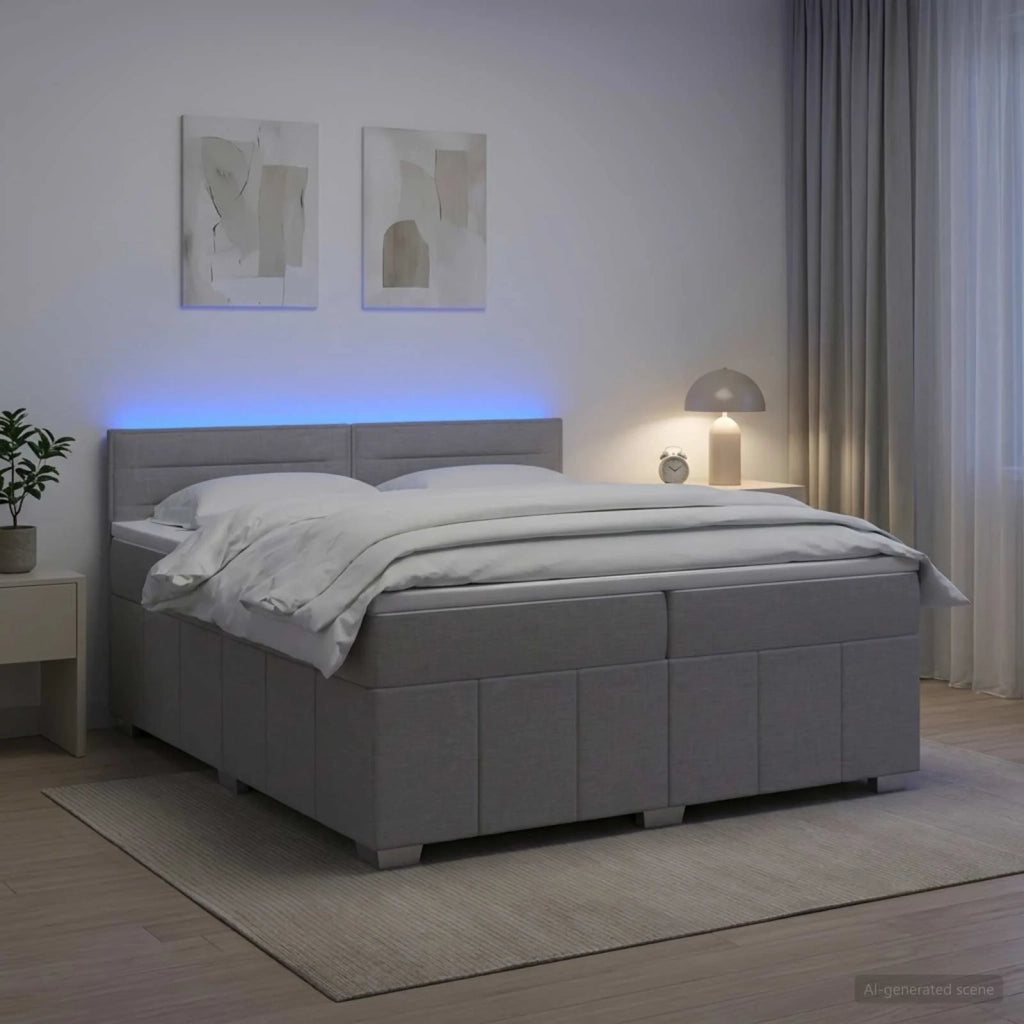 Letto box spring con materasso Grigio Chiaro 200 x 200 cm 3452747