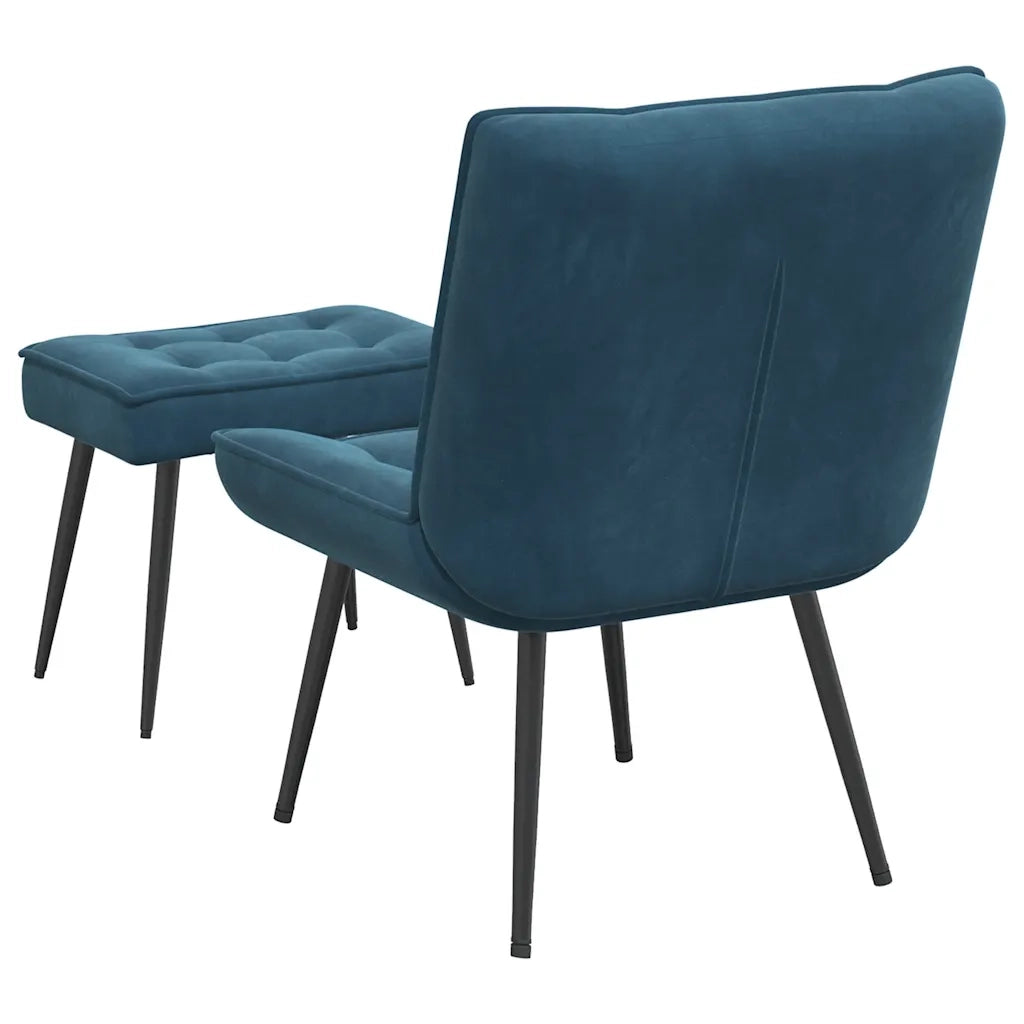 Poltrona Relax con Poggiapiedi Blu in Velluto 4012336