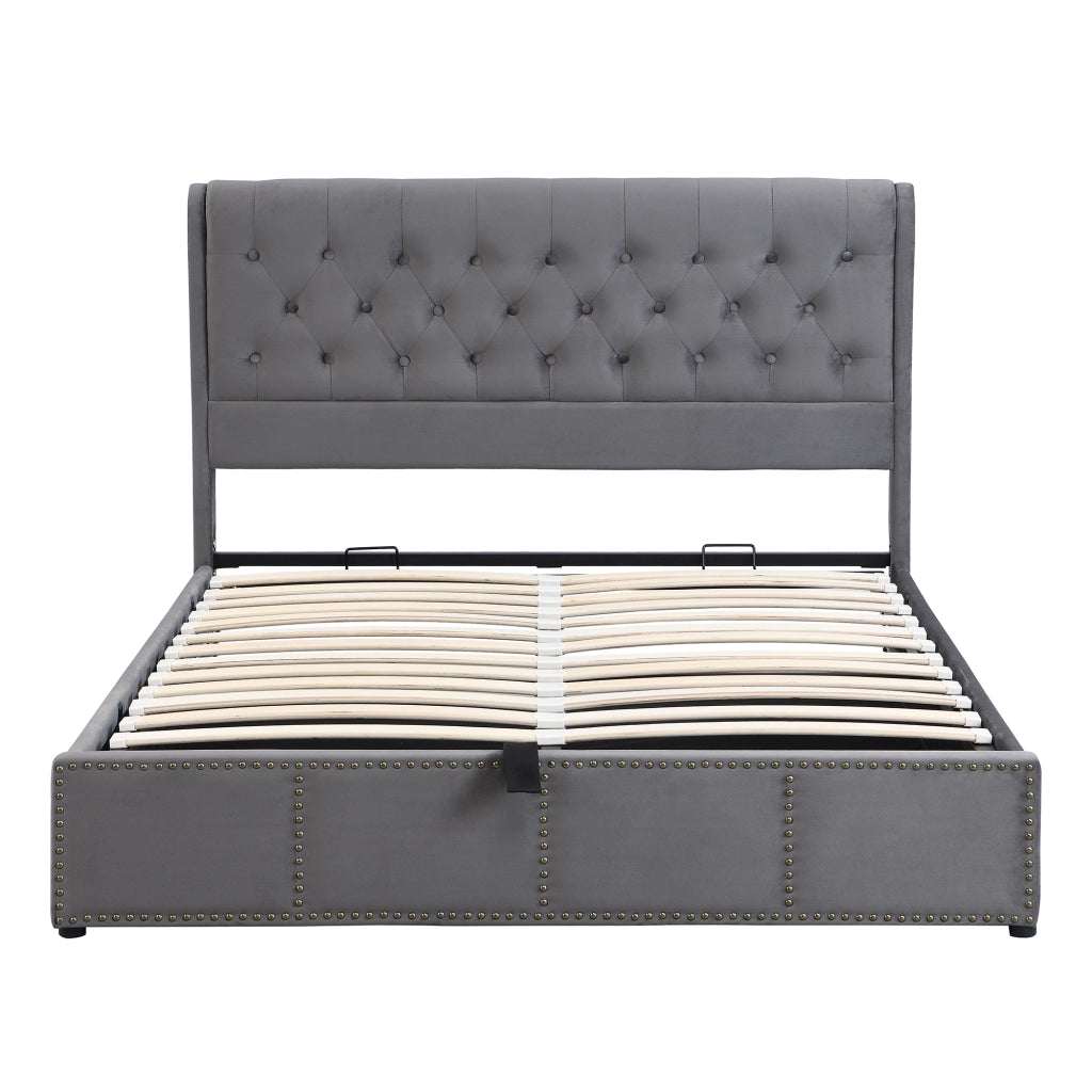 letto imbottito velluto grigio 180 x 200 cm