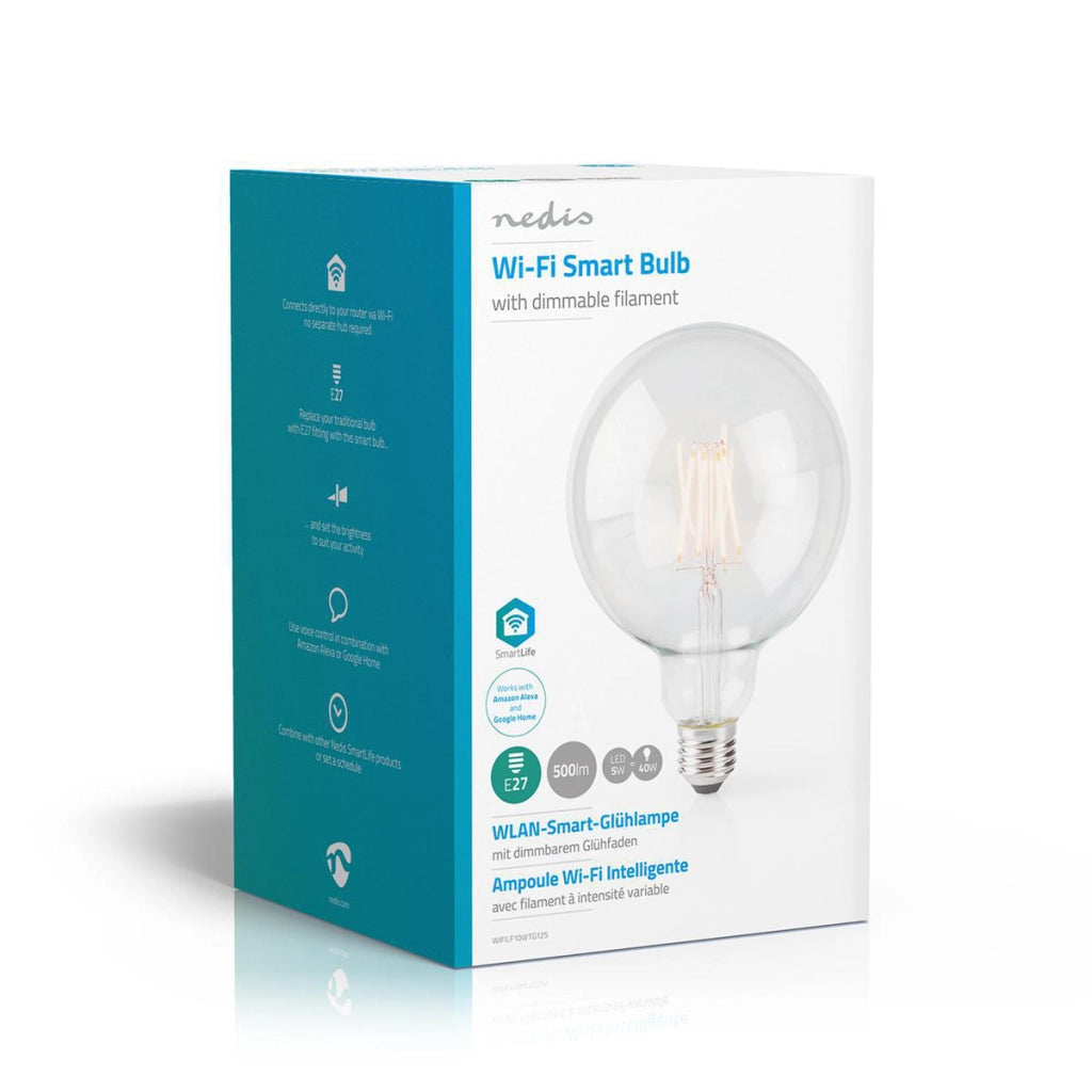 5W 500lm E27 Globe Shaped LED Wi-Fi Connected Filament Bulb Trasparente Nedis