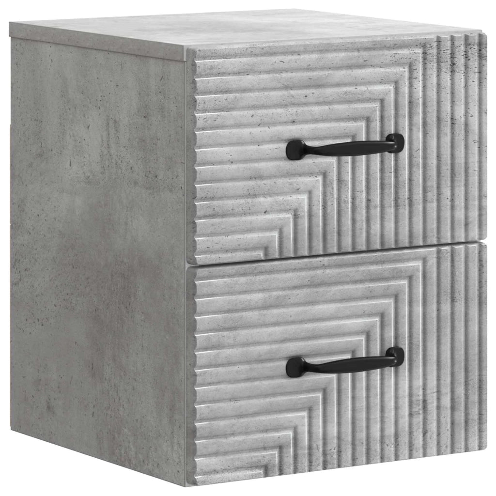 Mobiletto da notte a muro con cassetto 2 pcs Grigio Cemento 898642