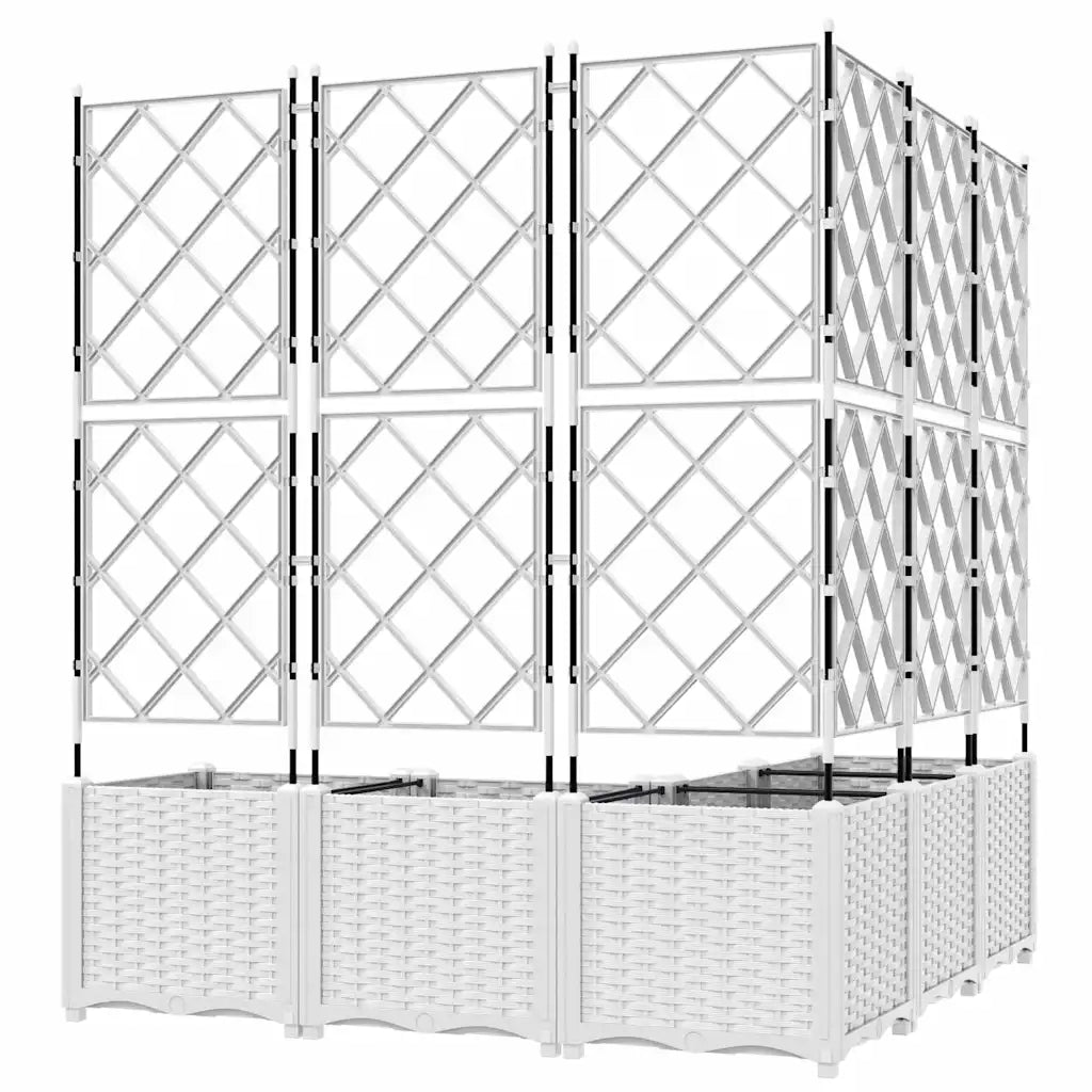 Vaso da giardino 5 pz-Set di 5 Fioriera da Esterno-Contenitore per Piante Bianco 120 x 120 x 143 cm Acciaio