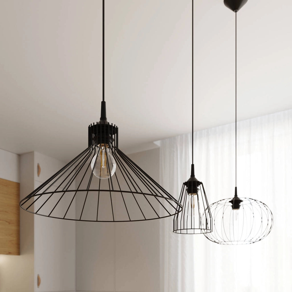 Lampada a sospensione industriale Leyo nera E27 15cm