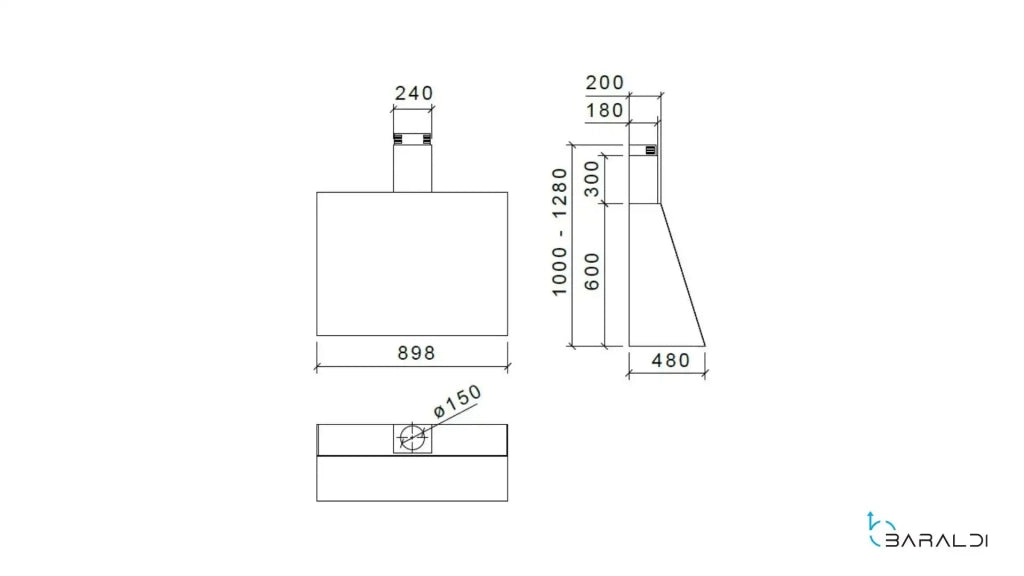 Cappa a parete WALL cm 90 - Inox - 800 m3/h