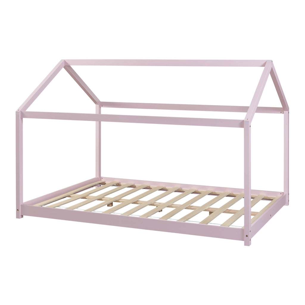 Letto per Cameretta Cerro a Forma di Casetta 120 x 200 cm Rosa [en.casa]