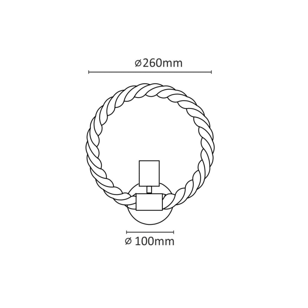 Applique Polux Rope Arthur E27 nero corda sisal loft