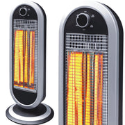 Trade Shop - Stufa Al Carbonio 2 Potenze Selezionabili 450/900w Base Oscillante Nero E Silver -