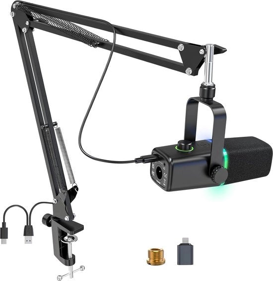 Microfono USB dinamico per streaming, podcast, Twitch, YouTube
