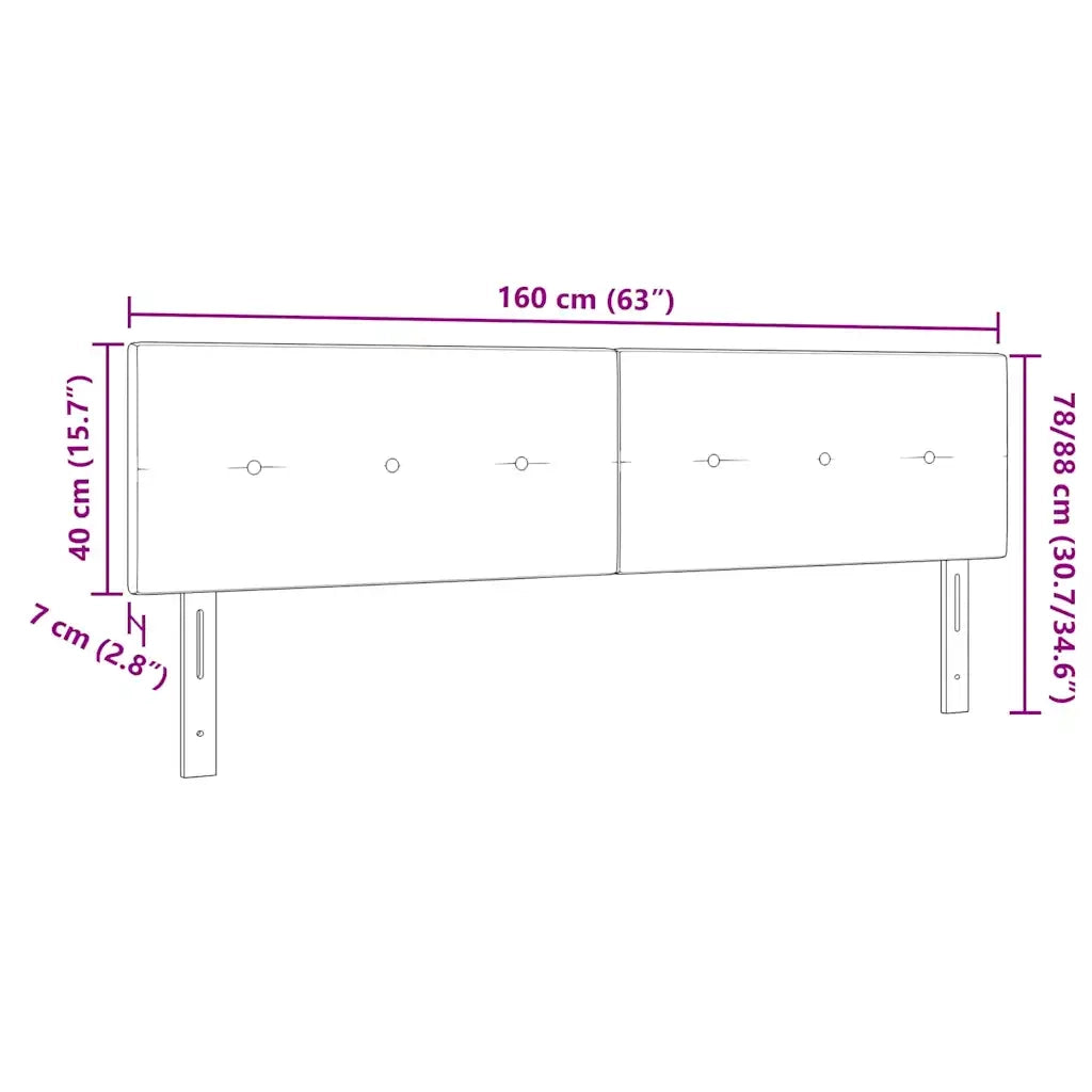 Testiera | Testata LED con strisce LED Blu 160 cm Velluto