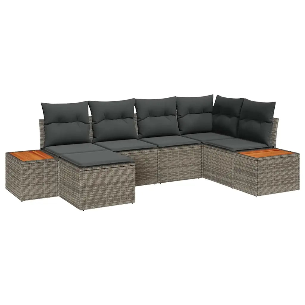 Set Divano da Giardino con cuscino 7 pcs Grigio Polyrattan