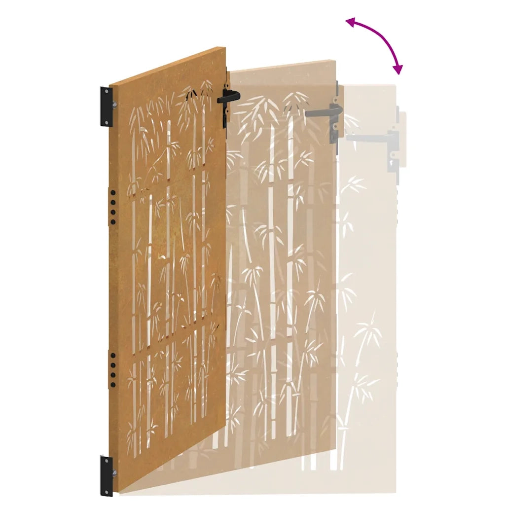 Cancello da giardino 85x150 cm in acciaio Corten e bambù 153235