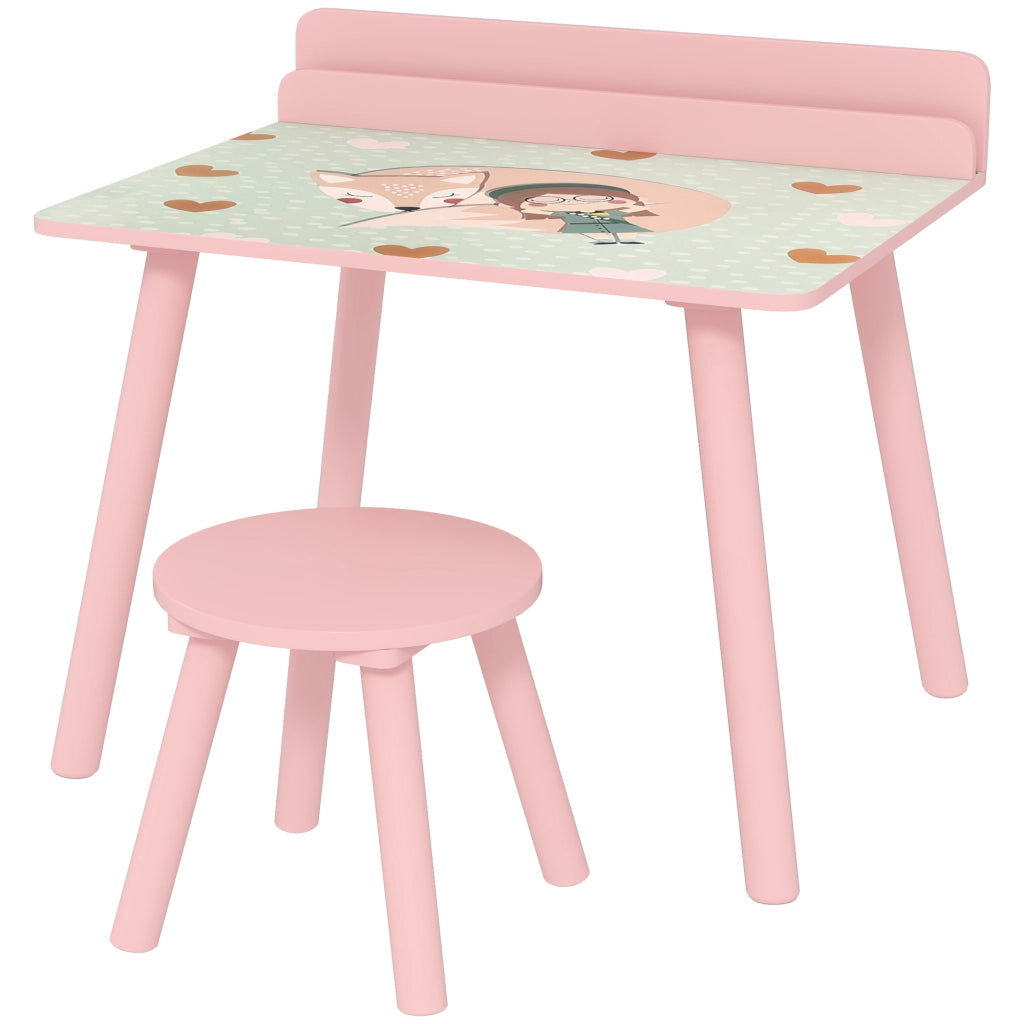 Scrivania Bambini con Sedia e Libreria ¨C Minimal ¨C Rosa 90x60x75