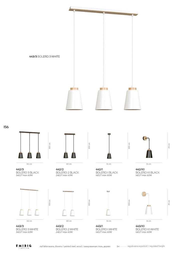 Lampada a sospensione Emibig Bolero nera legno E27 Ø14