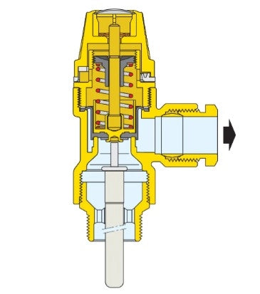 Valvola di sicurezza combinata temperatura e pressione per impianti solari 1/2" M 6 BAR