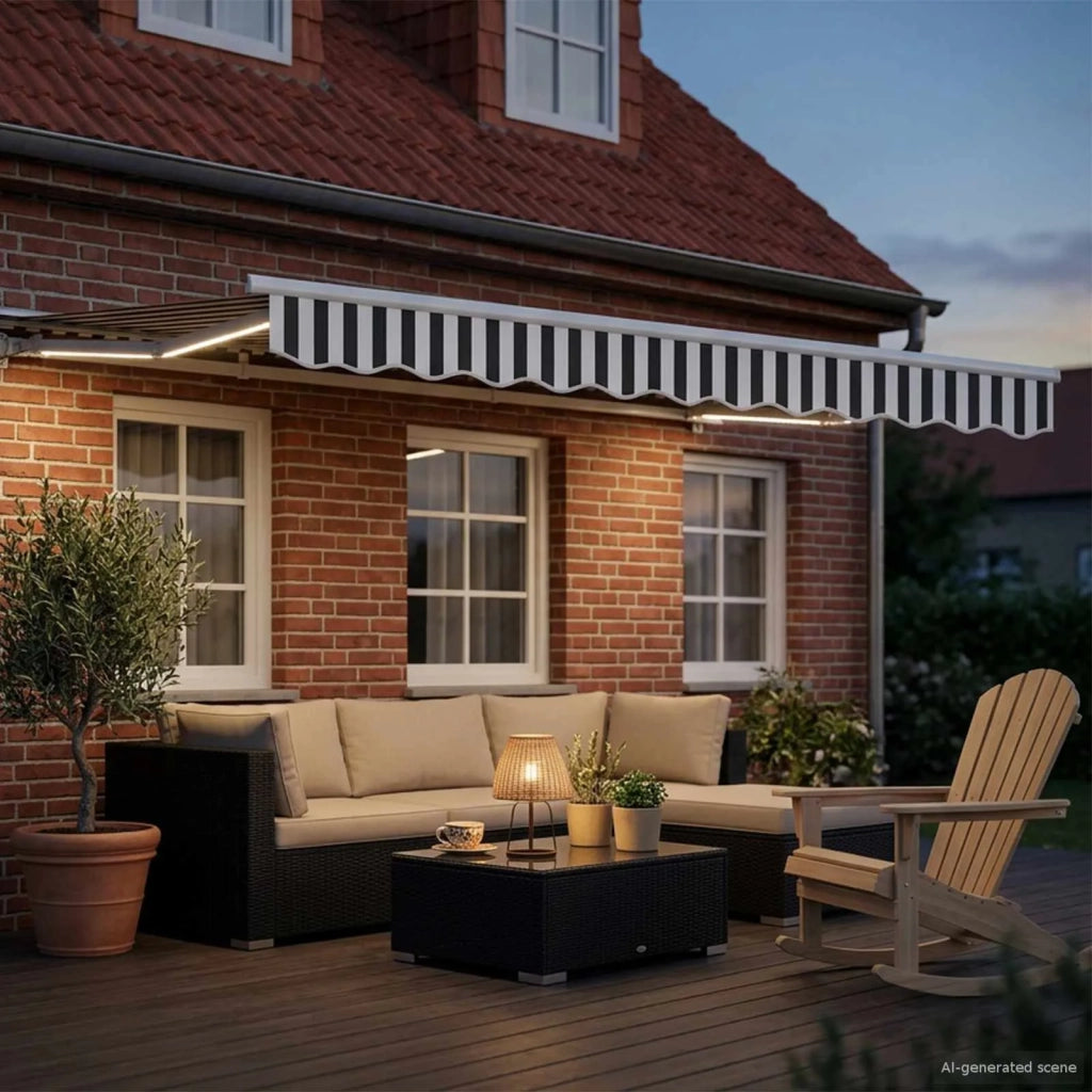 Cornice per Tenda Manuale con LED Antracite e Bianco 3 x 2,5 m 3420579