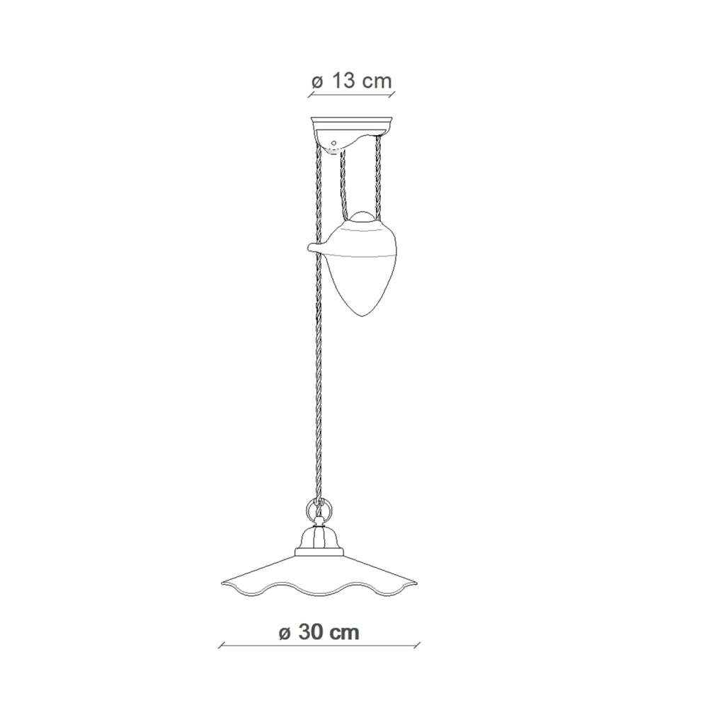 Lampadario Classico Belluno Ottone Satinato E Ceramica Decorato 1 Luce E27