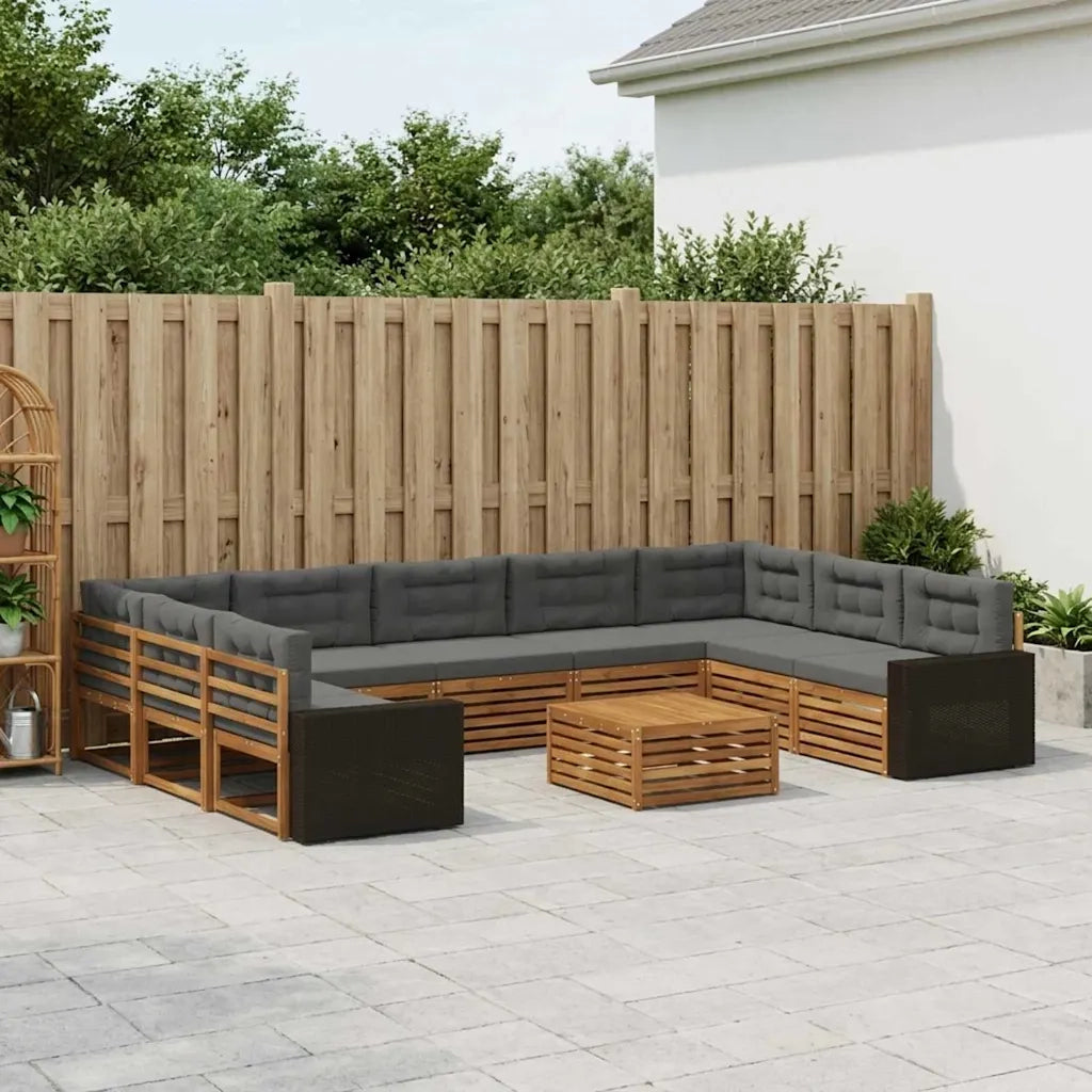 Set di divani da esterno 10 pcs Naturale e Antracite 3383875
