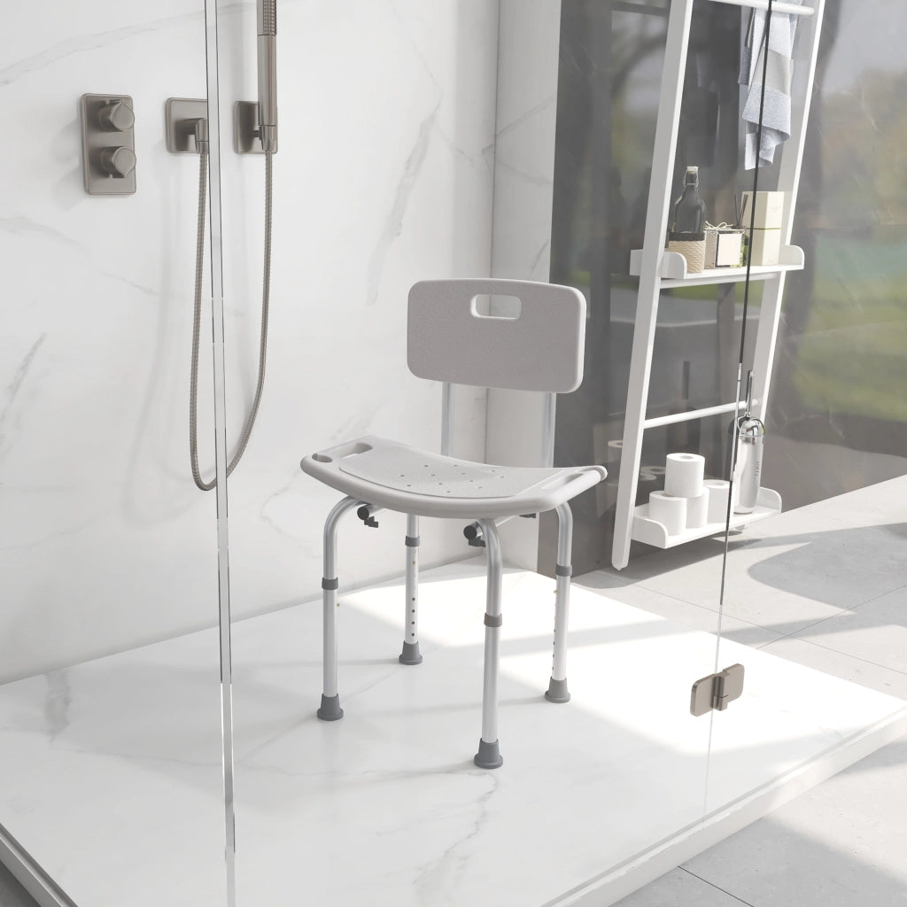 Sedia da Doccia Regolabile con Schienale ¨C zephmum ¨C Grigio Antiscivolo 136 kg