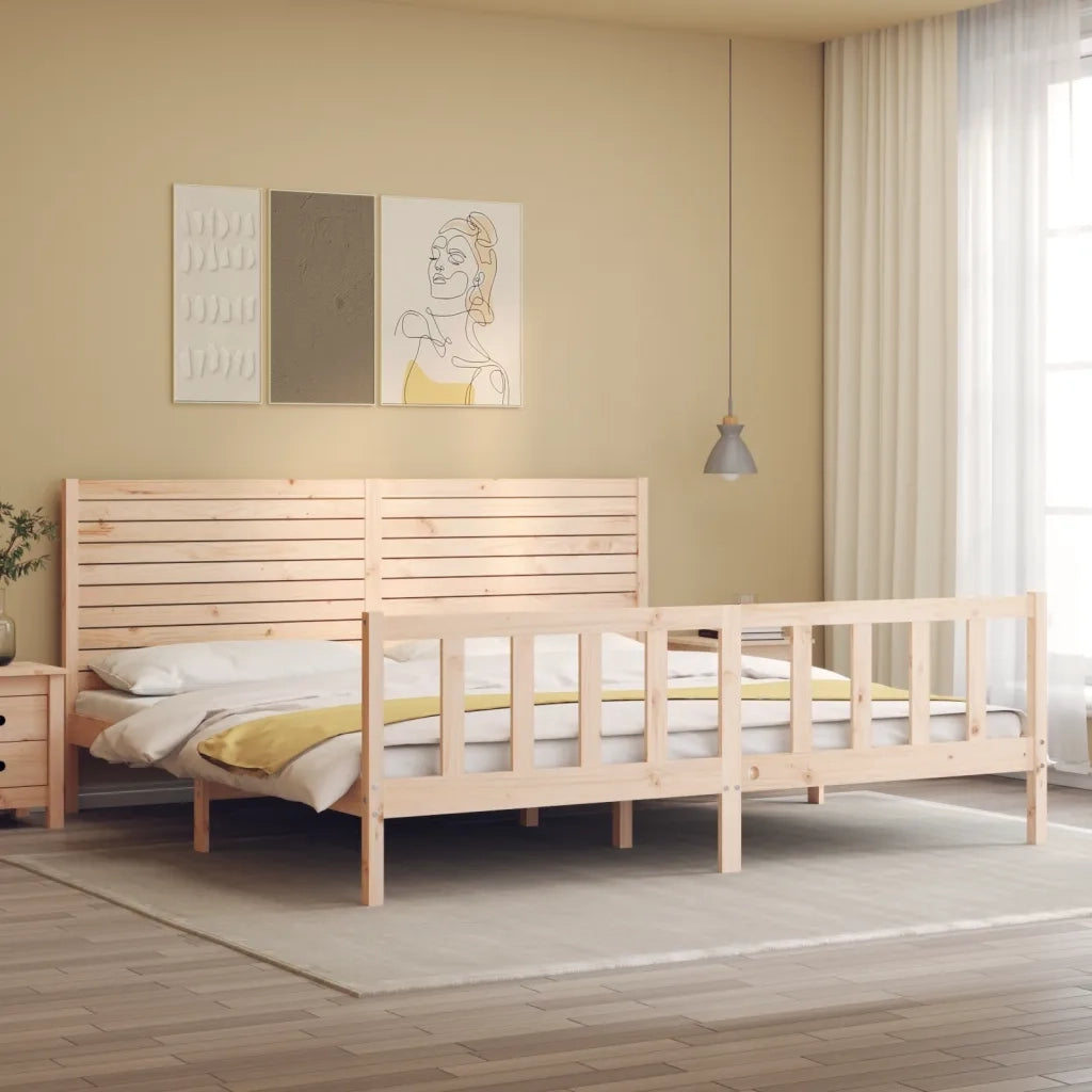 Giroletto con Testiera Super King Size-Struttura Letto in Legno Massello 282685