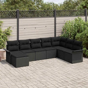 Set Divano da Giardino con cuscino 8 pcs Nero polyrattan 3345483