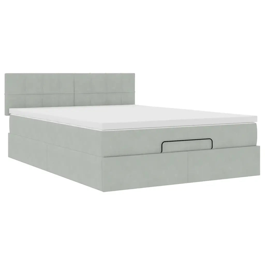 Struttura Letto Pouf con Materasso 140x200 cm in Velluto 3312626