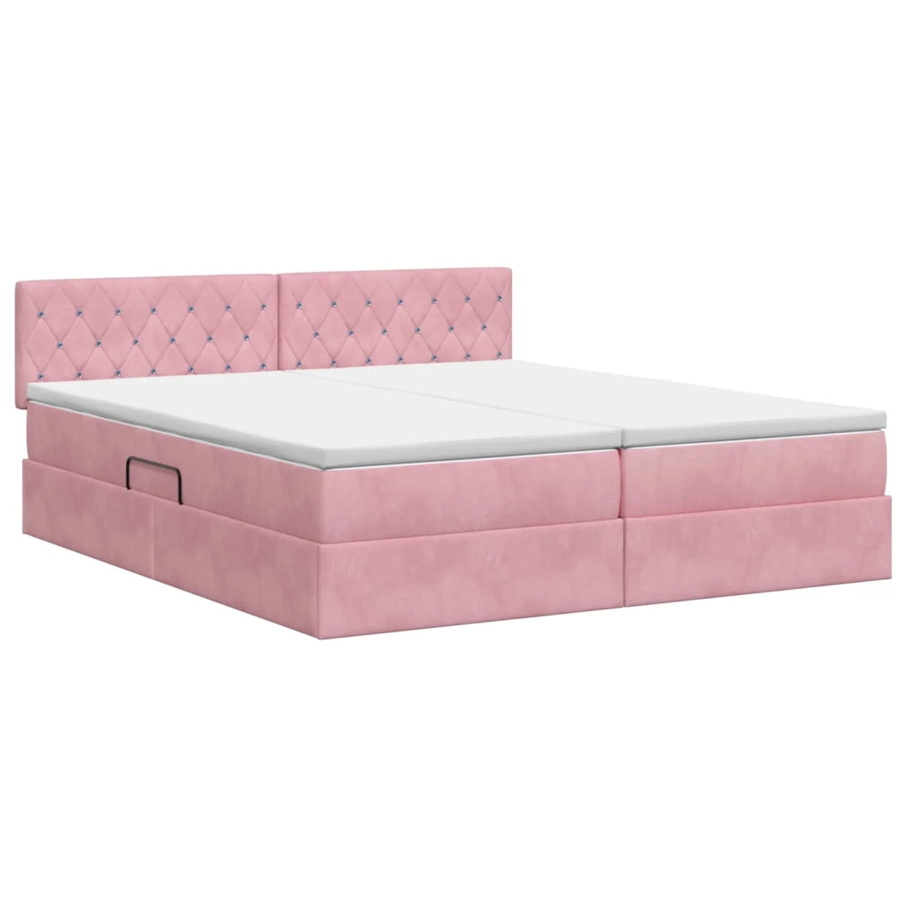 Letto con Contenitore con testiera 2 pz Rosa 3458942