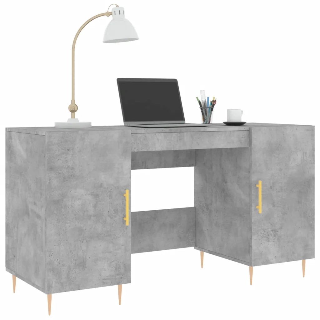 Scrivania | Tavolo da Ufficio Grigio Cemento 140x50x75 cm in Legno Multistrato