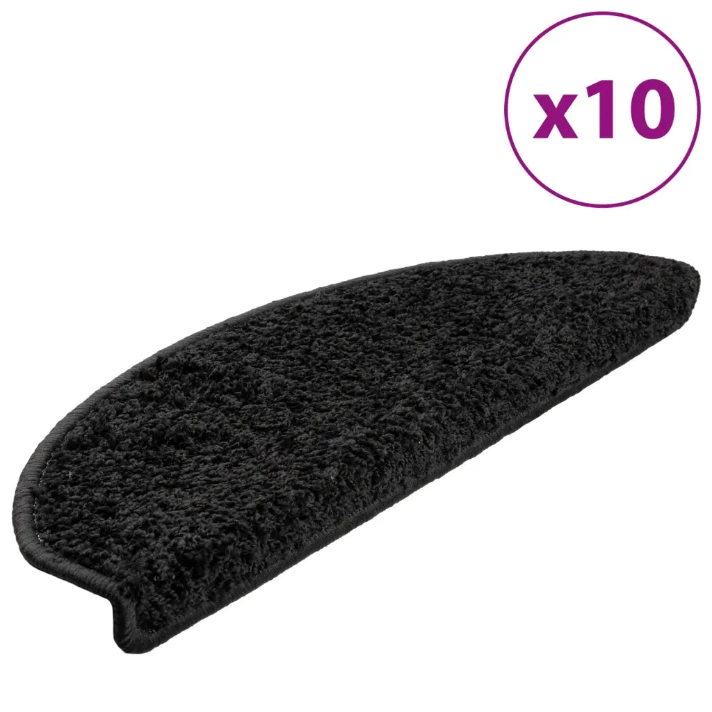 Tappetini per scale 10 pz 65x21x4 cm Nero Semicircolari Grandi 149801