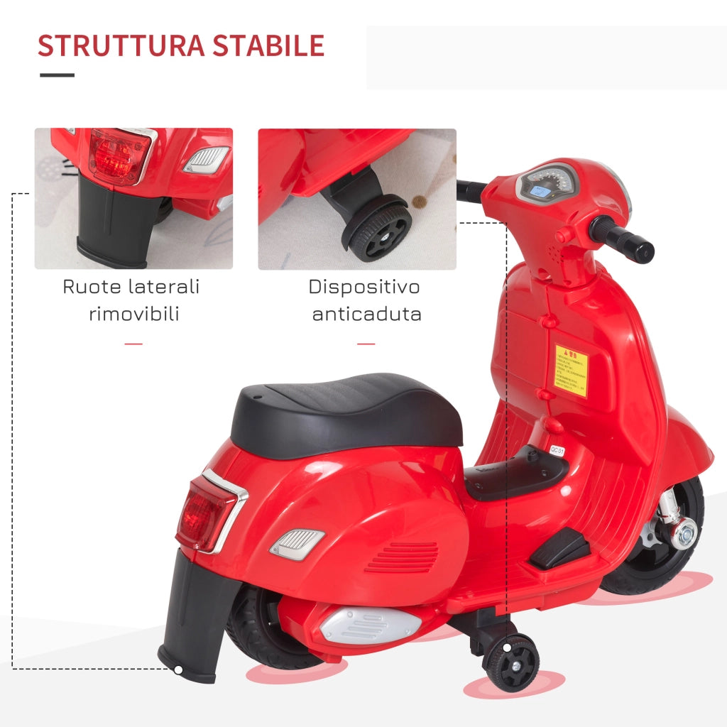Moto Elettrica Vespa Licenza Ufficiale ¨C Xylo ¨C Bambini 18-36 Mesi, Rosso, 66.5x38x52 cm
