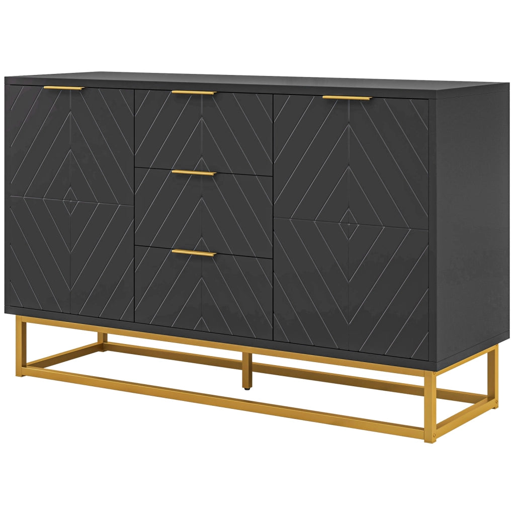 Buffet design moderno ¨C Minimal ¨C nero, legno, metallo dorato