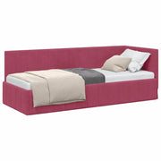 Letto singolo | Letto per adulti | Cornice del letto ad angolo Rosso Vino 80 cm x 200 cm Velluto