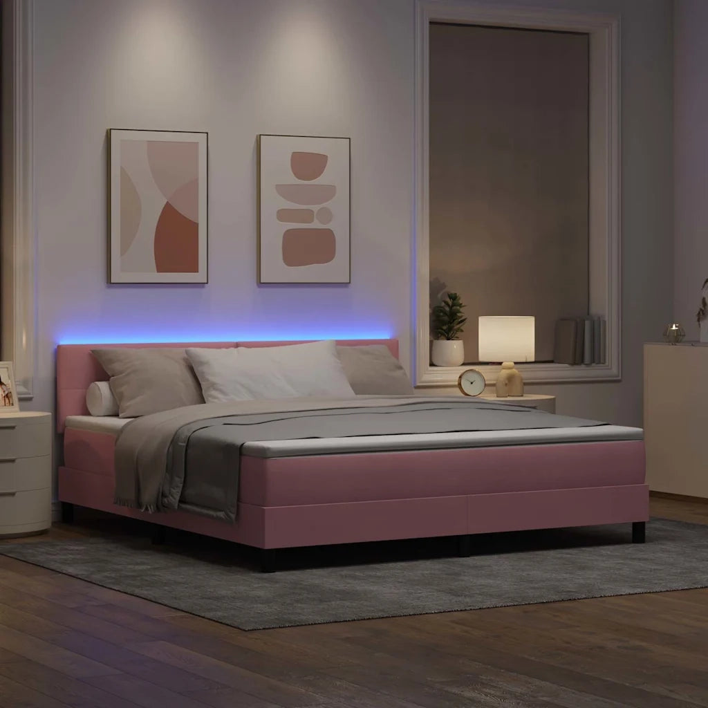 Letto a Sorgente LED con materasso Rosa 180 x 200 cm Velluto 3342673