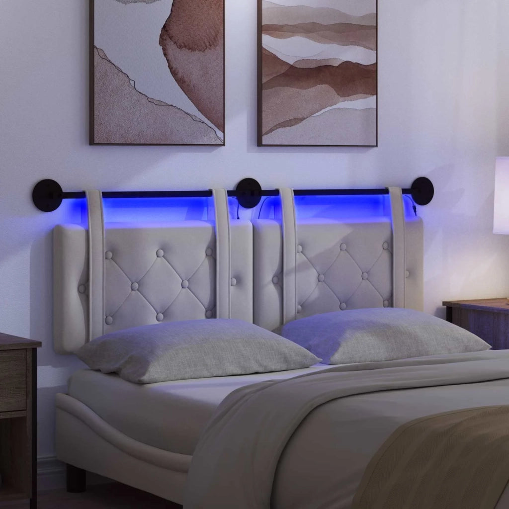 Testiera | Testata sospesa Con luce LED Crema Velluto