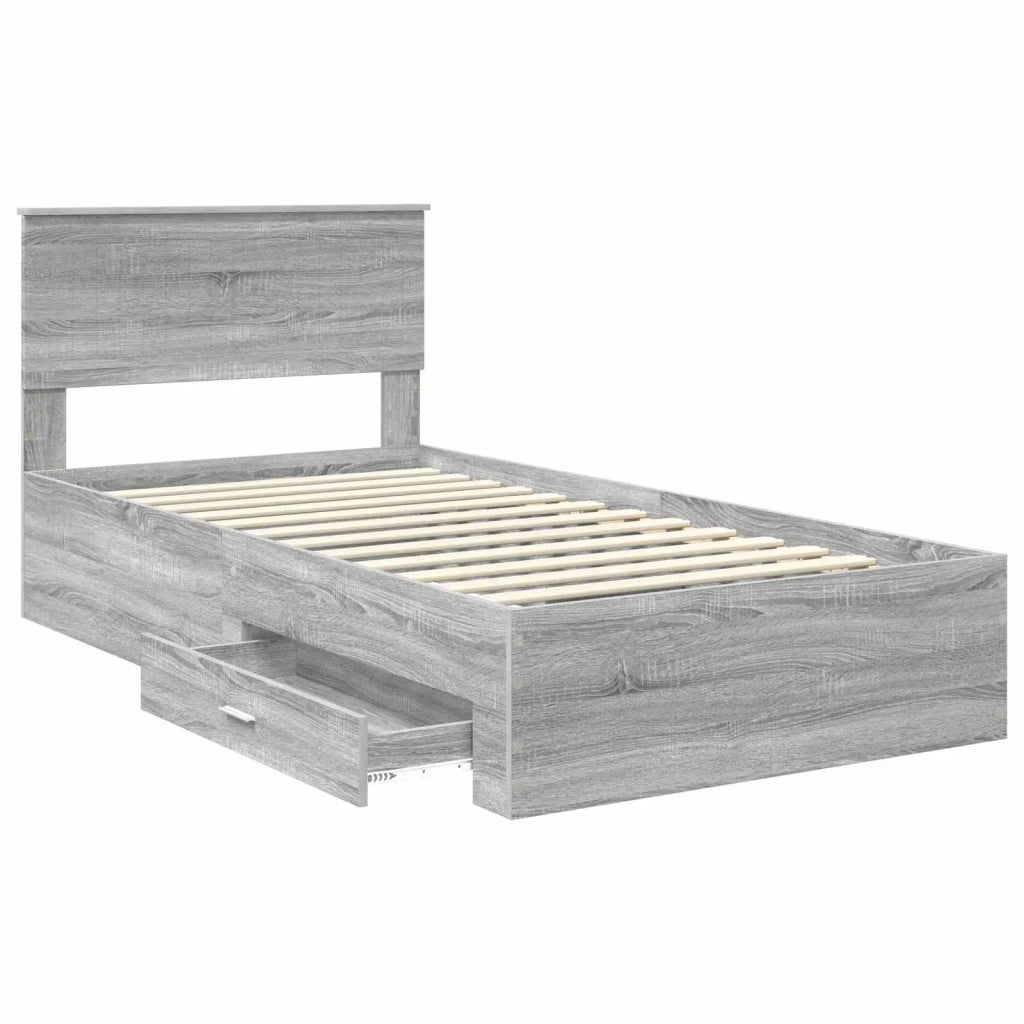 Struttura del letto con testiera Grigio Sonoma 100 x 200 cm 3410936